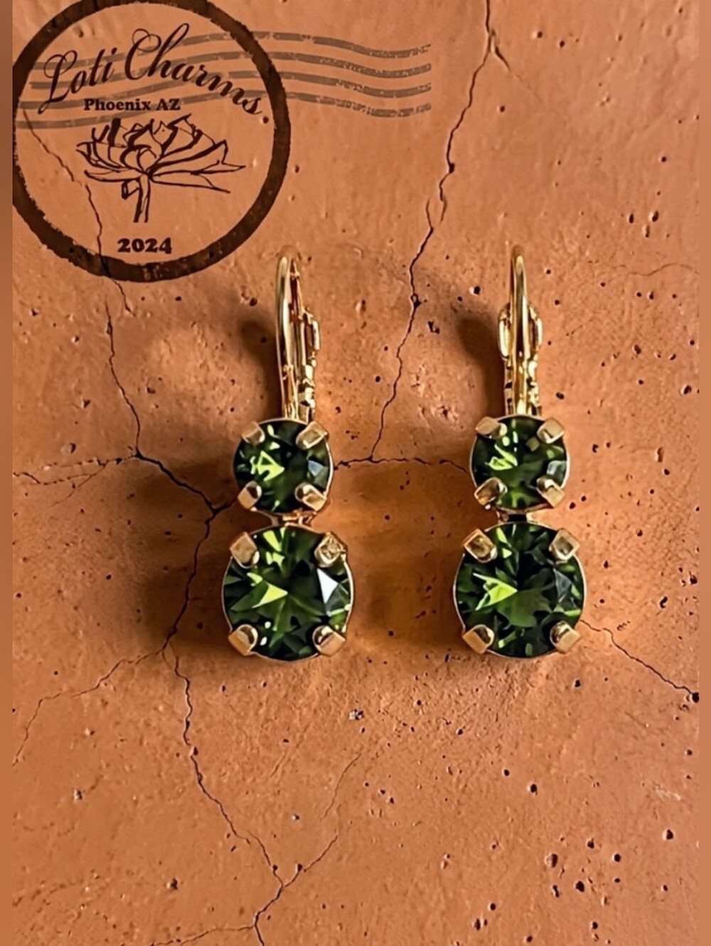 5.7 Carats Natural Green Peridot 14K Gold Plated Earrings